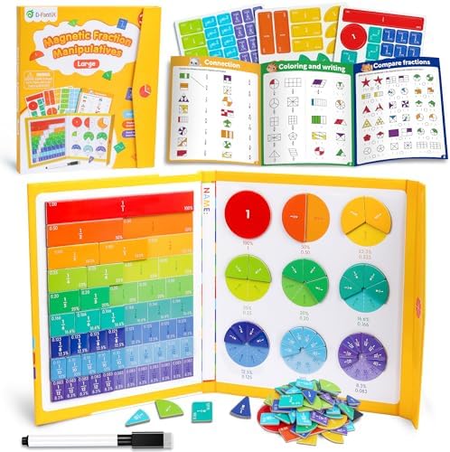 Large Magnetic Fraction Playbook, Montessori Fraction Manipulatives, 10.2in by D-FantiX