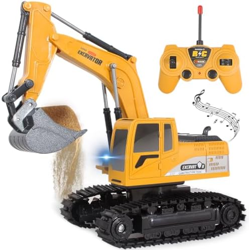Jiakora Remote Control Excavator Toys for Boys, RC Excavator Toy for Boys 3 4 5 6 7 8 Year Old Kids Christmas Birthday Gift，RC Digger Truck Construction Vehicles with Metal Shovel & Light by Jiakora