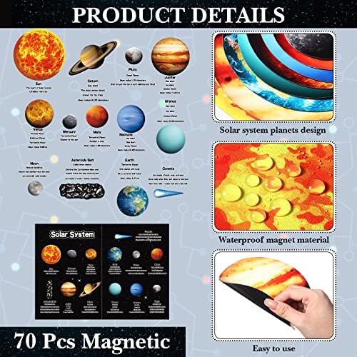 Crtiin 70 Pcs Giant Magnetic Solar System Planet Magnetic for Fridge Planets Whiteboard Display Magnets for Kids Solar System Toys Reusable Educational Learning Toys Kit for Kid Toddler Classroom Home - Image 4