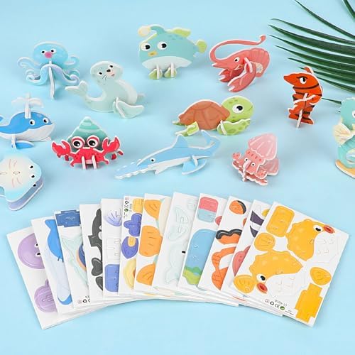 CCINEE 25 Pcs Educational 3D Cartoon Puzzles for Kids,3D Ocean Learning Educational Paper Puzzle Game for DIY Crafts Gifts by CCINEE