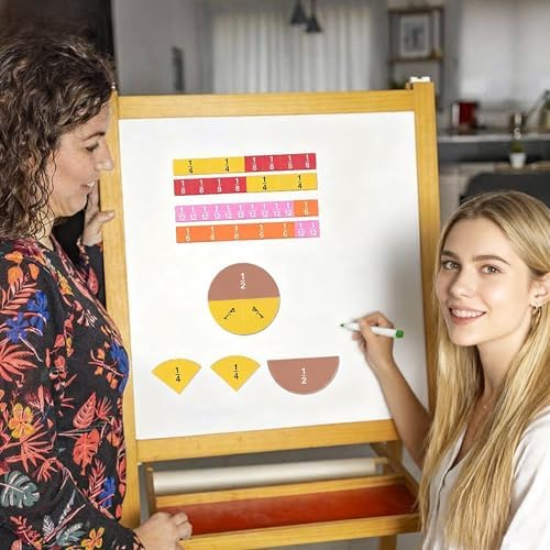 Meetory 102 Pcs Magnetic Fraction Tiles & Fraction Circles, Math Manipulatives for Teacher Learning Educational Resources Early Math Skills - Image 3