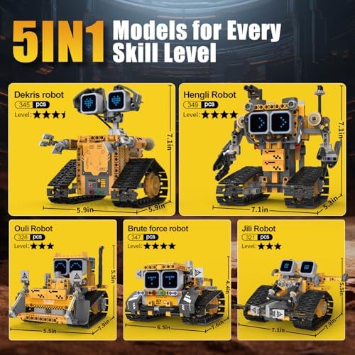 Gohero Robot Building Kit，5 in 1 STEM Toys for Boys Toys Age 8-10 with Remote & App Control，Robotics Technic Kits with 16 LED Expressions，Christmas & Birthday Gifts for Teen Boys & Grils (373 PCS) - Image 4