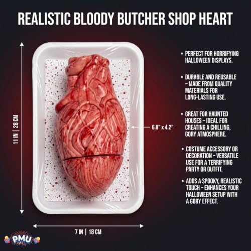 PMU Halloween Party Decoration Costume Accessory Bloody Banquet Butcher Shop Heart (1/pkg) Pkg/1 - Image 4