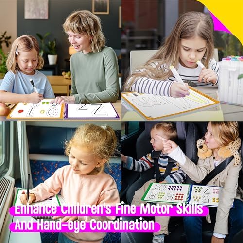 SpriteGru Letter & Number Tracing Pad, 30 Pages Alphabet ABC and 123 Handwriting Book, Reusable & Erasable Pen Control Practice Montessori Autism Educational Fine Motor Toddler Learning Toys - Image 4