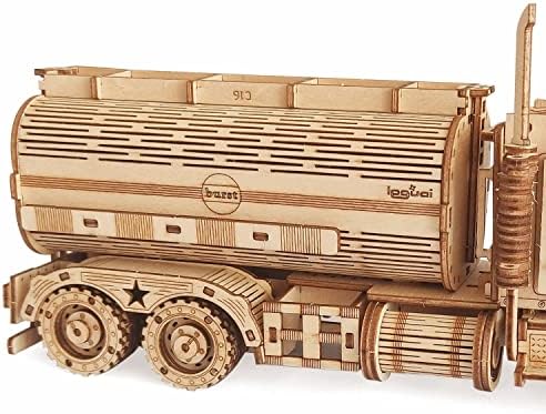 3D Wooden Tank Truck Puzzle, Wood Crafts DIY Assembly Mechanical Truck Model Kits, Wooden STEM Brain Teaser Puzzles, Christmas Birthday Gifts for Adults & Teens - Image 3