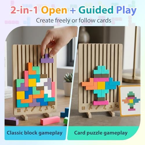 Wooden Montessori Brain Blocks, Quick-Reset Pattern Bag, Gift 3+ - Image 2