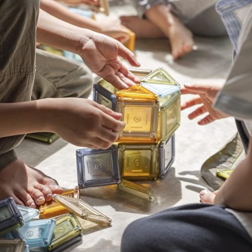Guidecraft PowerClix Solids Natural - 70 Piece Set: STEM Magnetic Educational Construction Building Blocks with Inspiration Cards for Kids, Develop Motor Skills & Creativity - Image 4