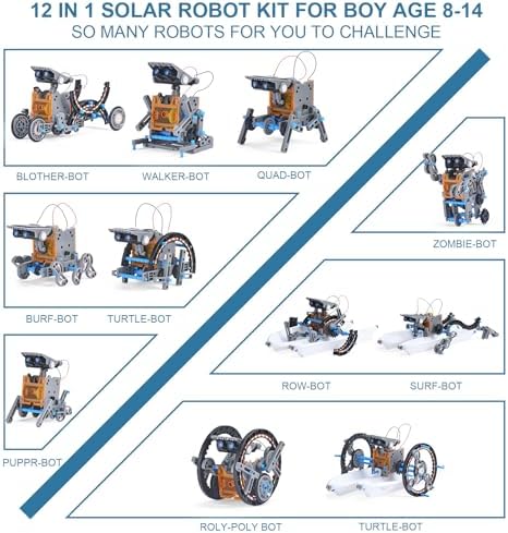 Toys for Ages 8-13,12 in 1 Stem Project Solar Robot Toy for 10 Years Old Autism Boy,Science Kits for Kids Age 8-14,Building Gear Toy Christmas Birthday Gift Idea for Boy Age 8 9 10 11 12 13 14 - Image 2