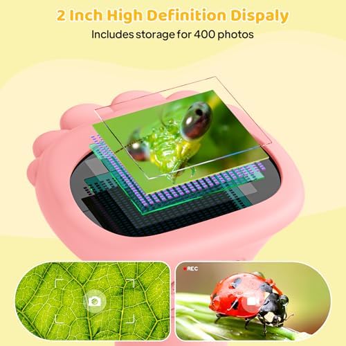 Kids Magnifying Glass, 2.0 Inch Digital Screen Mini Pocket Microscope for Bug - 200x Zoom Handheld Microscope with Adjustable Lights, Edu Birthday Gifts for Age 3-12 Girls - Image 2