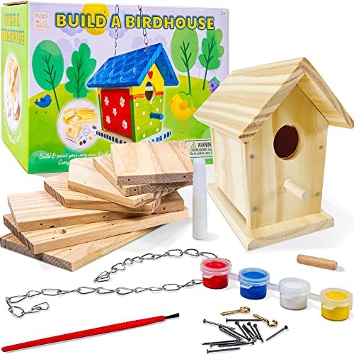 Hapinest Wooden Bird Houses to Paint and Build, Birdhouse Kit for Kids, Wood Painting Building Projects Fun Activities Arts and Crafts for Kids Ages 6-8 Girls Boys, DIY Bird House Kit 5-12 Years & Up by Hapinest