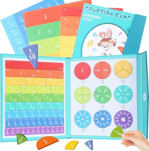 New Magnetic Fraction Demonstration Book for Kids, Magnetic Fraction Playbook, 102 Pcs Magnetic Fraction Tiles, Educational Puzzle Math Fraction Manipulatives for Elementary School Classroom Must Have by Unknown