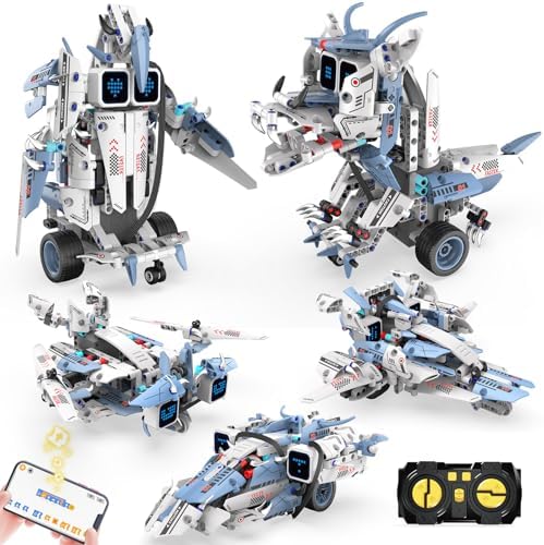 STEM Robot Building Sets for Kids Ages 6-16, 5-in-1 Remote Control and APP Robot Toys,343 Pcs DIY Building Science Educational Kit, Building Block Birthday Present for Teen Boys Girls by Ansnibe