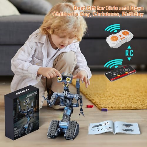 iATOM 1176 Pieces Johnny 5 Robot Building Set with Remote Control - Rechargeable, Gift for Adults Men, STEM Tech Movie Robotic Figure Model Kit - Image 6