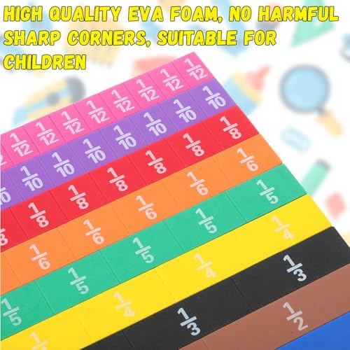 Sayglossy 16 Sets Fraction Tiles Set for Math Classroom Fractions Manipulatives Math Learning Manipulatives for Home School Supplies - Image 4