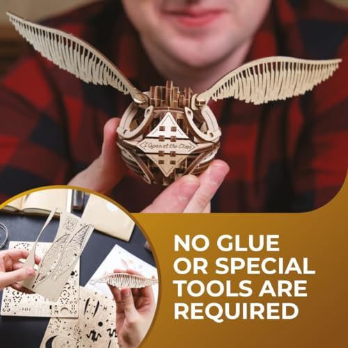 UGEARS Harry Potter Golden Snitch - 3D Wooden Puzzles for Adults, Model Kits for Adults - DIY Model Kit Mechanical Build, Brain Teaser, Hobby Kit, Gifts for Engineers Golden Snitch Collectible - Image 4