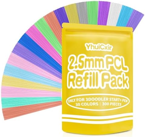 300 Pieces 3D Pen Refills Pack for 3Doodler Start+ Pen 30 Colors 2.5 mm Low Temperature 3D Pencil PCL Filaments Not Compatible with Other 3D Printing Pens by YhuiCxir