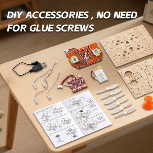 DIY Wooden Drone Assembly Kit, Wooden Drone Building Kit, Remote Control Mini Quadcopters, DIY Assembly Drones with 4-Axis Flight, Creative Building Model for Kids and Adults (2 PCS) - Image 7