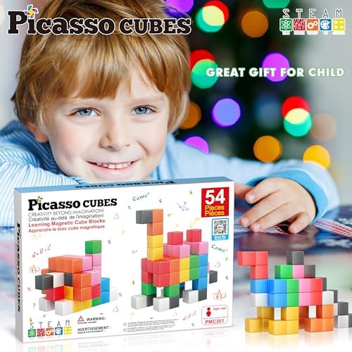 PicassoTiles Magnet Cube Building Blocks 1.2" 3CM Magnetic Cubes Toy Construction Building Educational Sensory Toys with Idea Booklet for School & Preschool Kids Boys Girls Toddlers PMC301 - Image 6
