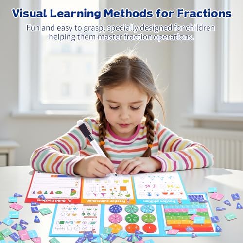 Magnetic Fraction Educational Puzzle, Magnetic Fraction Demonstration Book, Fraction Tiles & Circles, Montessori Math Manipulatives for Elementary School, Fraction Learning Toys for Kids - Image 4