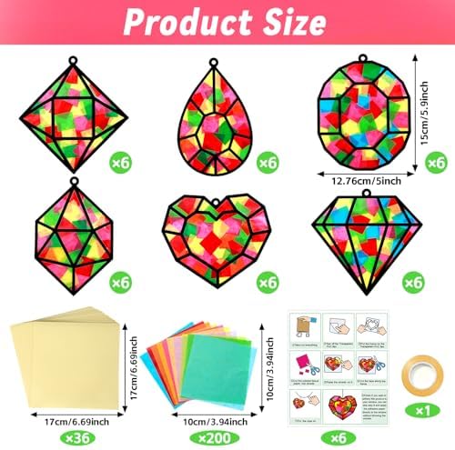 Qyeahkj 36Set Jewel Suncatchers Crafts Kit for Kids - Image 2