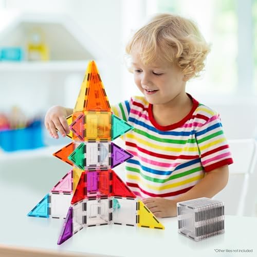 PicassoTiles Clear Transparent Magnetic Tile Expansion Set STEM Educational Construction Toy Kit for Kids Age 3 Plus Magnet Building Blocks Preschool Learning Creativity and Skill Development PTE13 - Image 5