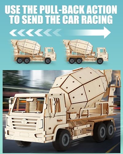 3D Wooden Puzzles Cement Mixer Truck for Adults to Build - Image 5