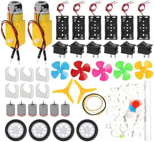 DC Motors Kit DIY Science Projects DC Motor Kit 3V-12V 25000RPM Mini Electric Hobby Motors with Plastic Gears, Battery Holder, Boat Rocker Switch, Shaft Propeller by Dorhea