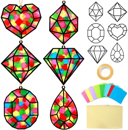 Qyeahkj 36Set Jewel Suncatchers Crafts Kit for Kids by Qyeahkj