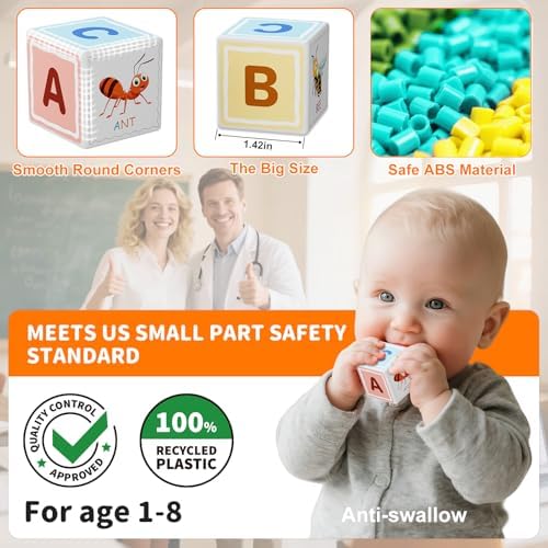 Large Magnetic Blocks for kids ages 4-8-Toddler Toys,30pcs Big Magnet Building Blocks, STEM Sensory Travel Printed Montessori Toys for Boys&Girls, Learning Construction Magnetic Cubes for Gift - Image 2