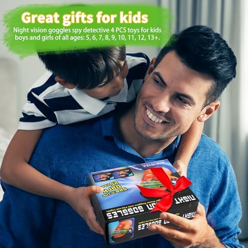Kids Night Vision Goggles Spy Kit, 4 Pcs Spy Gear Toys Set, Cool Night Mission Goggles with Flip-Out Light/Invisible Ink Pen/Ear Light/Frisbee Shooter, Gifts for Kids 5-12 Boys Girls - Image 7