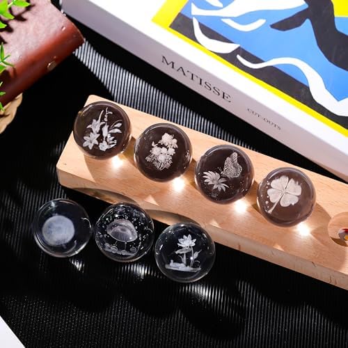 Qianwei 3D Crystal Ball Flower Decor Crystal Ball with Led Lamp Base - Best Birthday Gifts for Man Teacher Boy Kids Girls Men - Sunflower Mushroom Clover Dandelion Lotus Peony Lily - Image 3