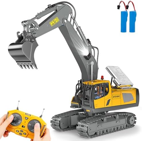 Remote Control Excavator Toy, 11CH 2.4GHz Excavator RC Construction Vehicle by BEWEAI