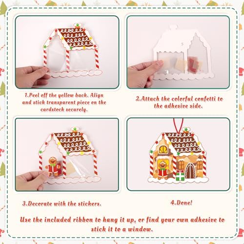 Renbuzhu 36PCS Christmas Crafts Bulk: Xmas Paper Suncatchers DIY Kit for Winter Holiday Activities Decorations, Window Stained Glass Effect Art Ornaments - Image 5
