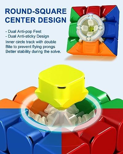 CFMOUR Magnetic 3x3 Speed Cube, Stickerless Magic with Stand, 48 Magnets - Image 5