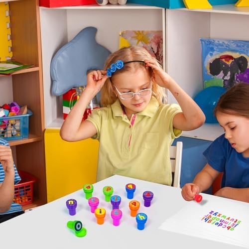 Cinrobiye 24 Pcs Alphabet Stampers Party Favor Set, Cute Letter Stamps for Kids Birthday Party, Classroom Rewards, ABC Learning Toys, Goody Bag Fillers, Educational School Supplies - Image 7