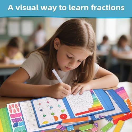 Magnetic Fraction Educational Puzzle,Magnetic Fraction Tiles & Fraction Circles,Montessori Fraction Manipulatives Learning Games for Kids,Fraction Manipulatives for Elementary School (Zebra) - Image 3