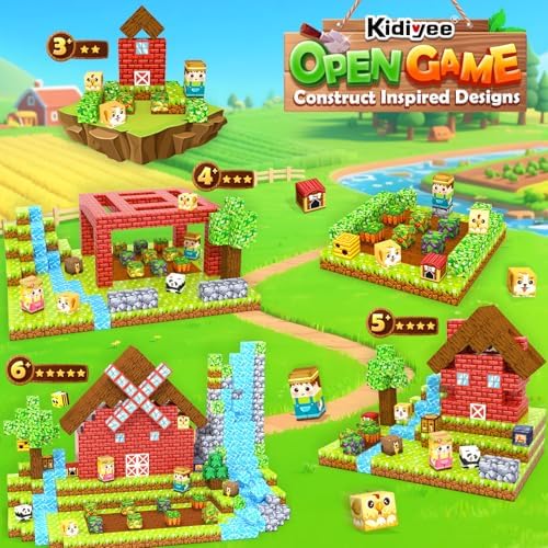 Magnetic Blocks, Build Mine Magnet World Forest Farm Edition, Magnetic Building Blocks for Kids Ages 4-6 6-8 8-12, Sensory STEM Toys for Boys & Girls - Image 3