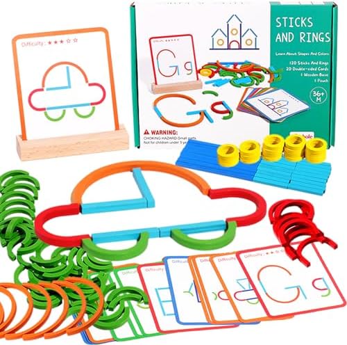 puzgic Stem Kids Toys for Creative Learning Building Educational Resources Kids Toy for Preschool and Kindergarten 3 4 5 6 Years Old Boys and Girls Brain Teaser Smart Sticks Montessori Toys by puzgic