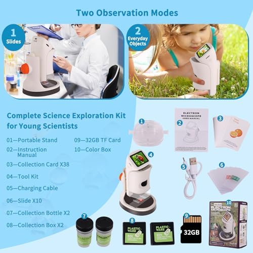 Microscope for Kids,1000X Magnification.Digital Microscope with 1080p 2" HD Screen,Photo & Video Recording,USB Rechargeable.Microscope for Kids 8-12 - Image 7