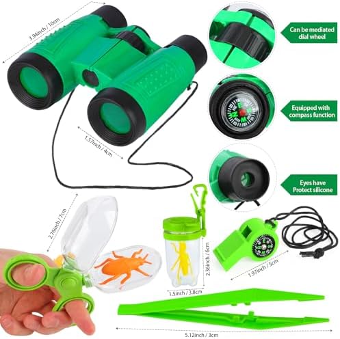 Kyson Kids Explorer Costume and Bug Catcher Kit 22Pcs with Vest,Hat,Net,Tweezers-Safari Camping Adventure Gear for Outdoor Exploration Ages 3-8 Boys Girls (Khaki) - Image 5