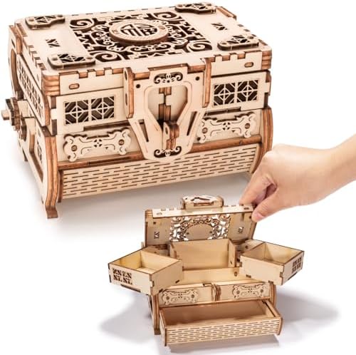 3D Wooden Puzzles for Adults, Treasure Box, DIY Mechanical Model Kits for Adults and Kids to Build, Creative Gift for Women or Men Birthday, Christmas (Treasure Box) by Unknown