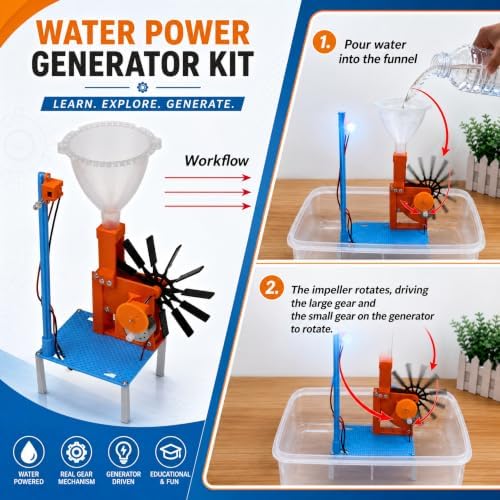 Science Experiment Kit, Plastic Water Wheel Generator Kit, Science Experiment for DIY Energy Conversion Learning & Physics Education - Image 3