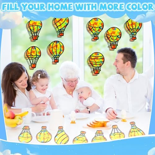 QOUBAI 32 Sets Air Balloons Suncatchers Craft Kit DIY Window Stained Glass Effect Hot Air Balloons VBS Paper Craft Home School Classroom Decoration Kid Birthday Gift Creative Art Project Activity Game - Image 6