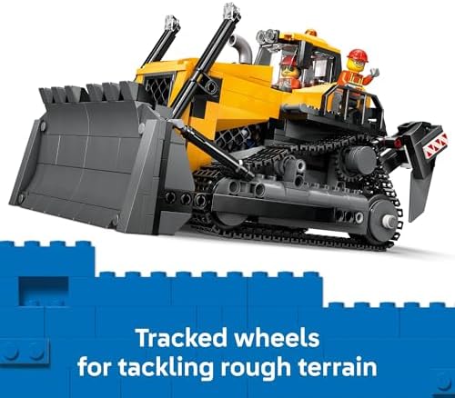LEGO City Yellow Bulldozer Construction Site Building Toy for Kids, Ages 8+ - Pretend Play Set & Construction-Themed Building Blocks W/Toy Bulldozer Idea for Boys & Girls - 60466 - Image 3