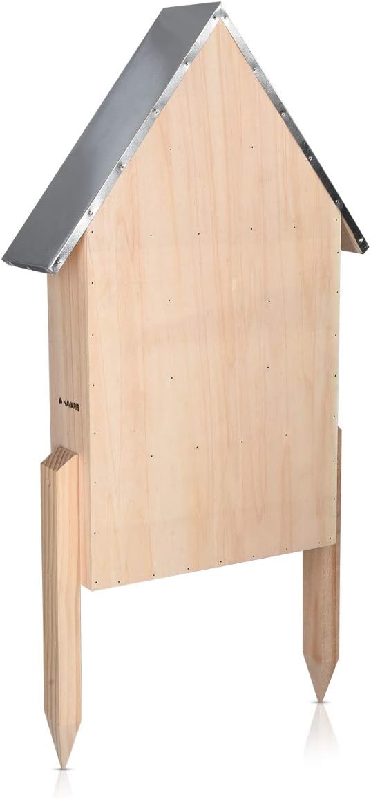 Navaris Insect House with Stakes - Extra Large Wooden Bug Hotel 22.4" H x 15" W - Bee, Butterfly, Ladybug Natural Nesting Habitat for Garden and Yard
