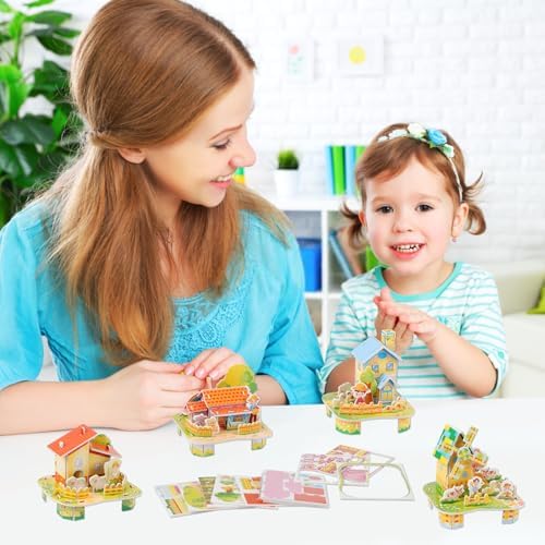 CCINEE 6 Pack 3D Puzzles for Kids Gift, Cartoon Paper Foam Puzzles Toy for Girls and Boys DIY Jigsaw Toys Mini House for School Family Craft Activity Easter Basket Stuffers Party Favors - Image 6