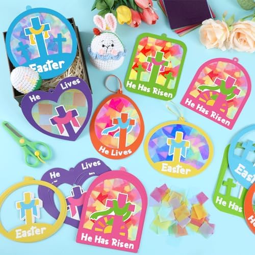 Qyeahkj 36Set Easter Cross Suncatchers Crafts Kit for Kids - Image 4