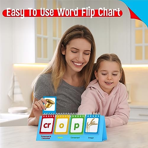 CVCC & CCVC Flip Charts, 40 Words Builder Phonic Games Freestanding Flip Chart Manipulative Spelling Toy Educational Learning Tool for Student Teacher School Supplies - Image 5