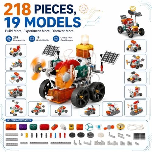 STEM Science Circuit Board Set, 218PCS Edu Smart Lab Building Kit with 19 Models, Physics Experiment Car Kit for Kids, Educational Engineering Toy - Image 3