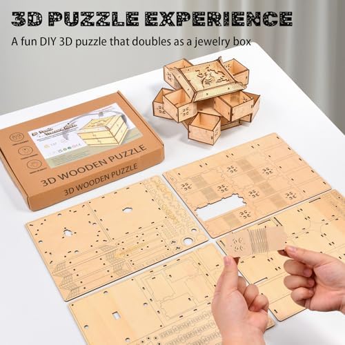 3D Wooden Puzzles for Adults - Mechanical Dragon Treasure Chest Model Kit, DIY Engineering Project, Unique Gift for Women, Collectible Art and Home Display - Image 4